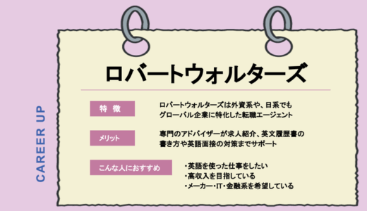 【ロバートウォルターズ】初めての外資に！どのくらいの英語力が必要？おすすめする人・しない人は？